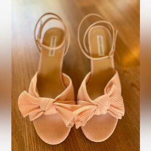 Saks Fifth Avenue Sammy Pleated Kitten Heel Sandals (Blush) size 9